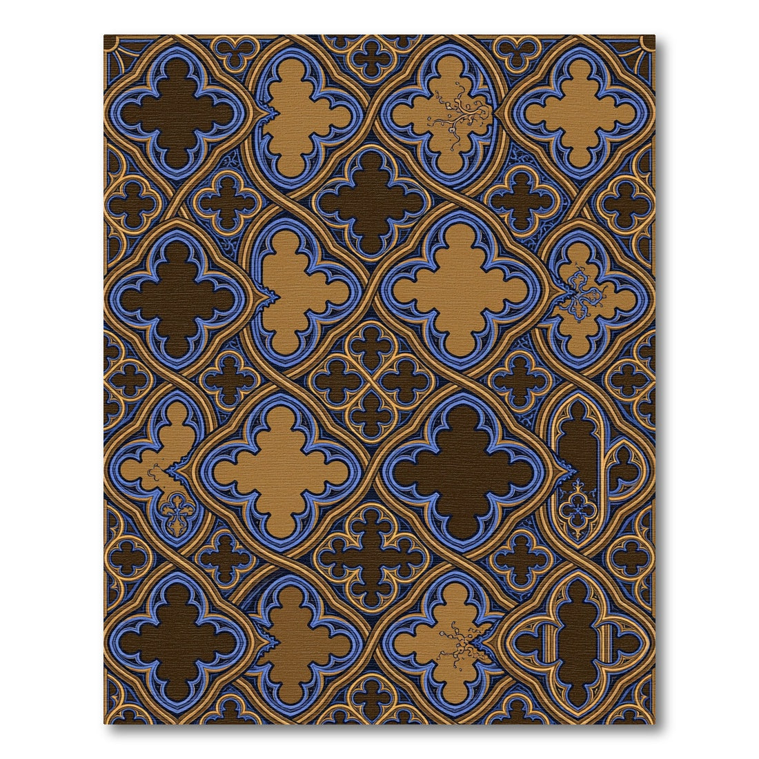 Gothic Blue and Gold Quatrefoil Lattice Rug