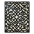 Black Monochrome Geometric Interlocking Grid Rug
