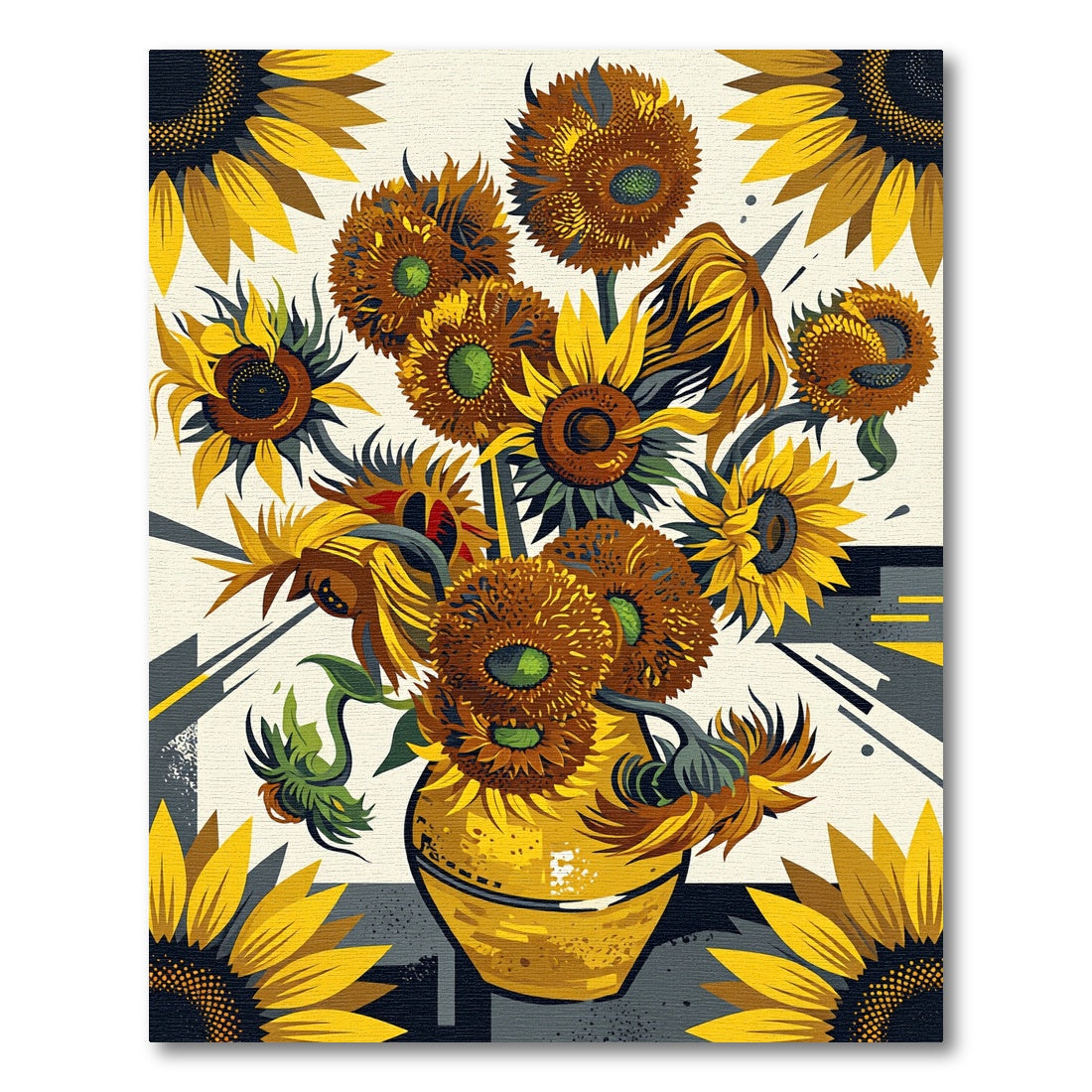Vibrant Golden Sunflower Art Rug