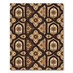 Elegant Brown Floral Arch Interlaced Tile Rug