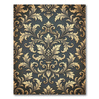 Gold Damask Scroll Charcoal Backdrop Rug