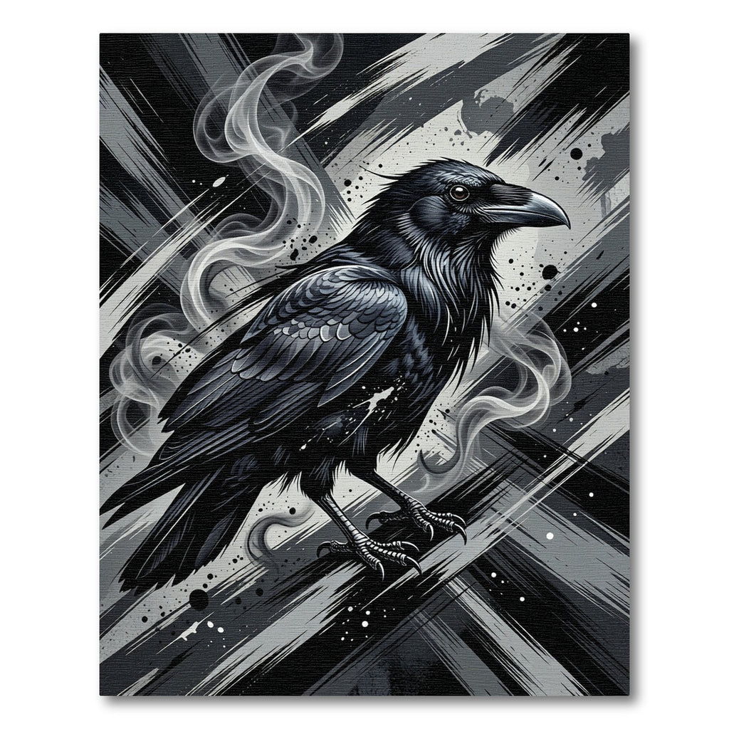 Dark Raven Smoke Brushstroke Art Rug