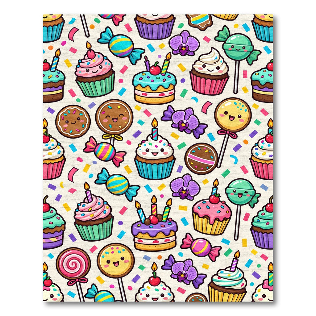 Whimsical Pastel Cupcake and Candy Celebration Rug