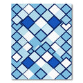 Geometric Blue and White Square Grid Rug