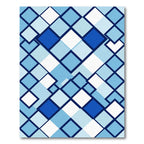Geometric Blue and White Square Grid Rug