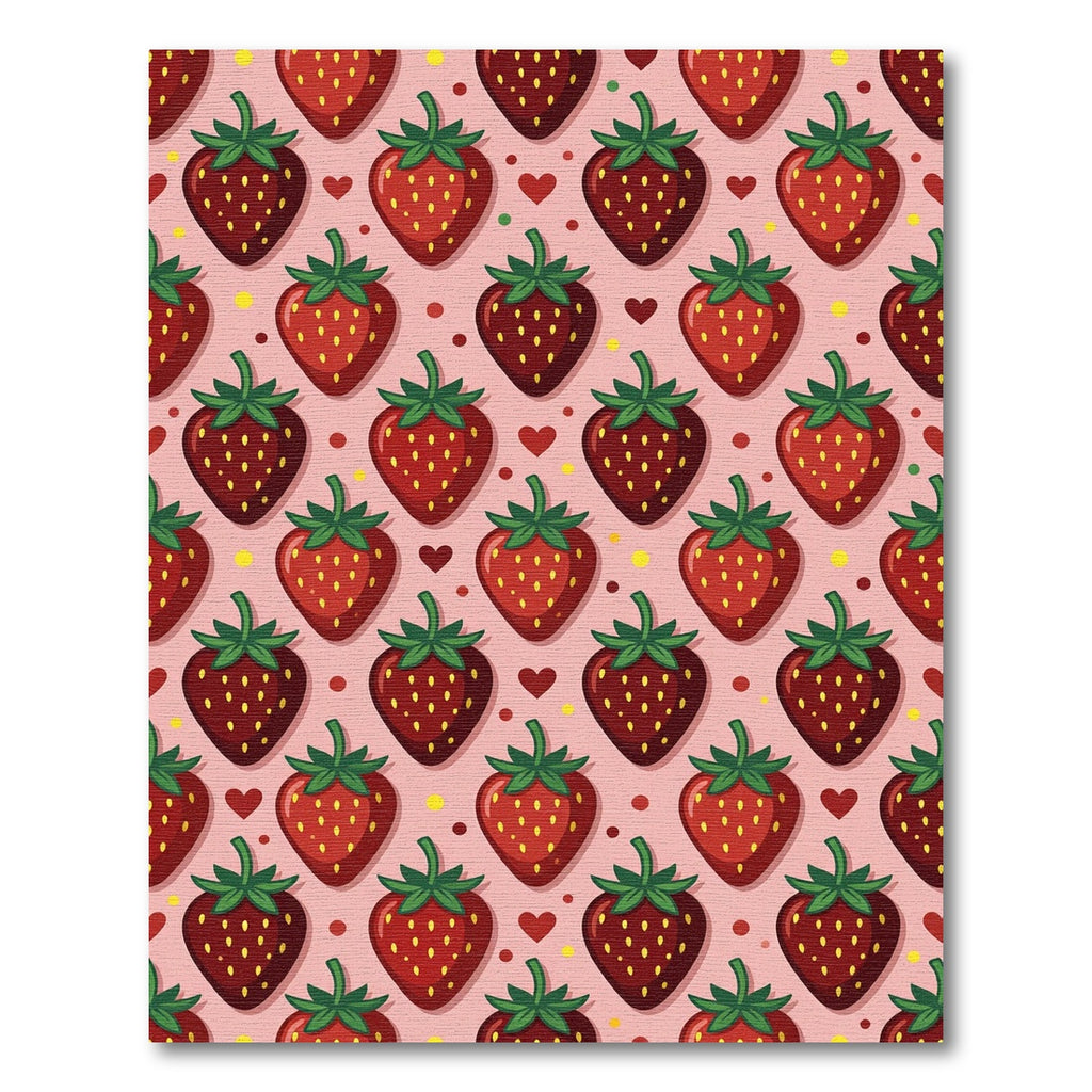 Sweet Strawberry Hearts Pink Background Rug