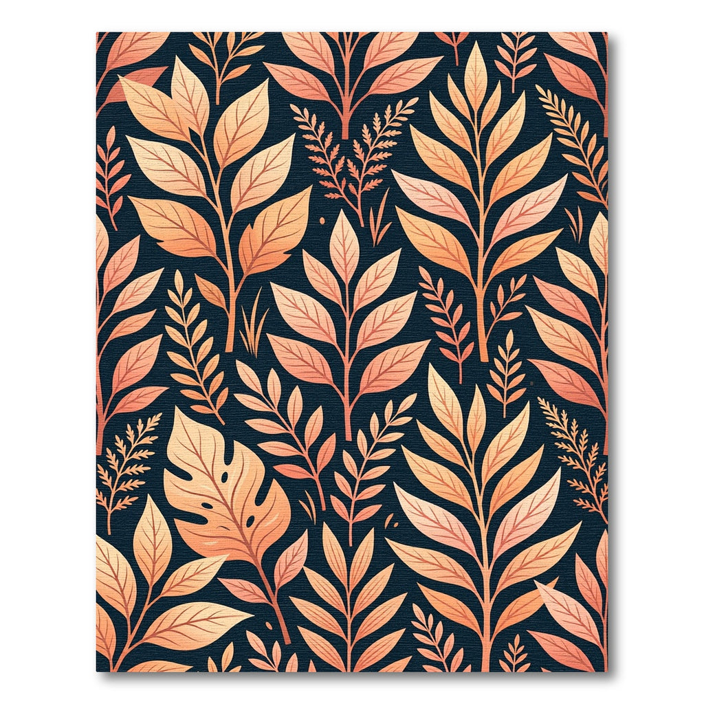 Warm Peach Leafy Branches Rug