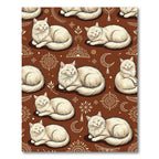 Cream Cat Moon Mandala Brown Rug
