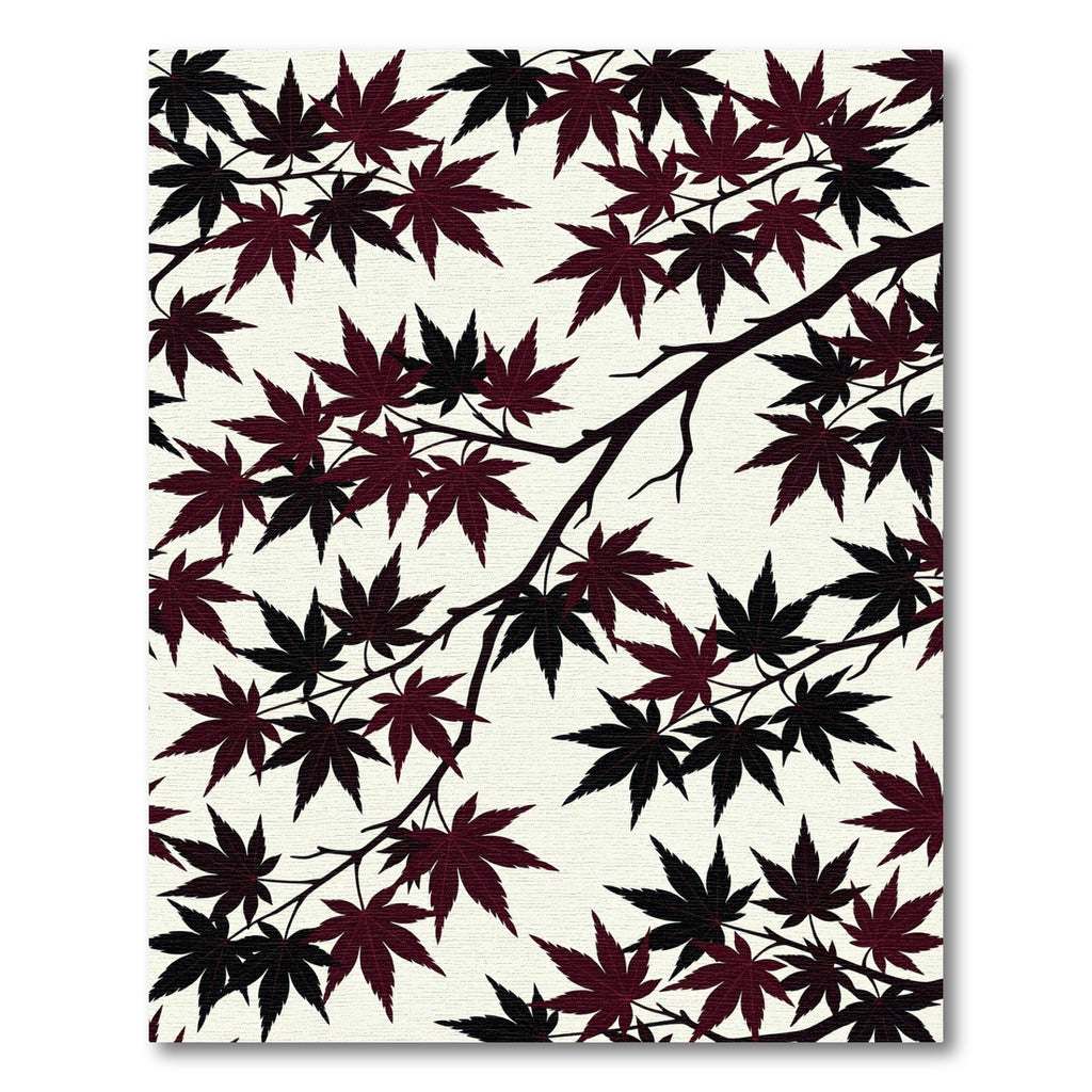 Dark Crimson Japanese Maple Branch Illustration Rug