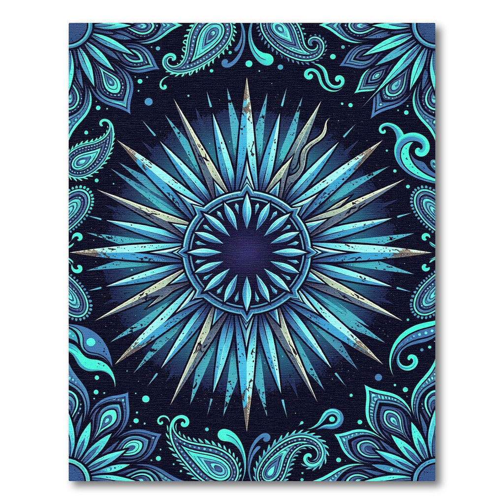 Emerald Shards Paisley Mandala Rug