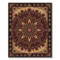 Crimson Gold Starburst Mandala Rug