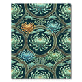 Teal Golden Chrysanthemum Floral Medallion Rug