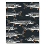 Dark Charcoal Freshwater Pike Fish Rug
