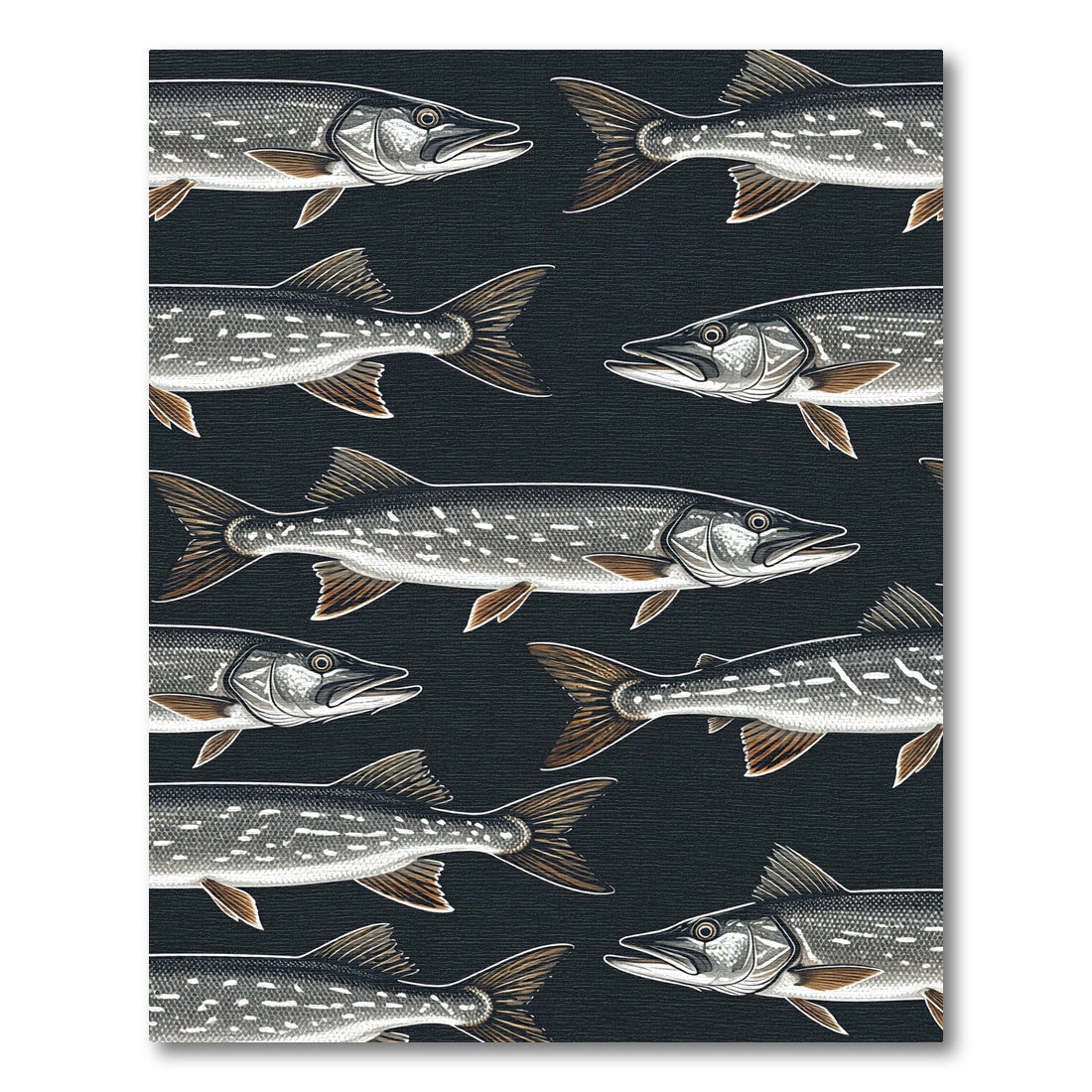 Dark Charcoal Freshwater Pike Fish Rug