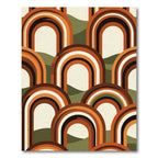 Retro Mid-Century Burnt Orange Arch Rug