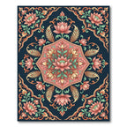 Coral Lotus Floral Medallion Rug