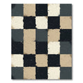 Textured Monochrome Checkered Earthy Square Rug