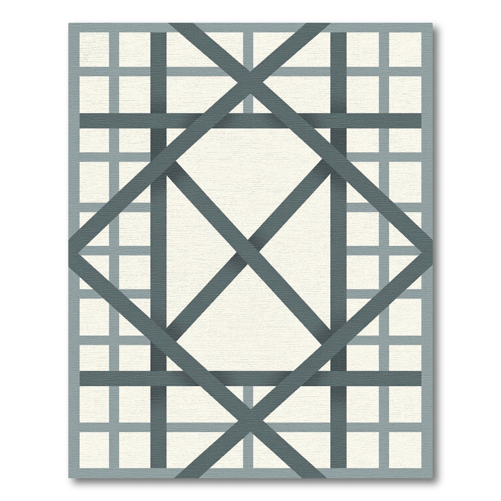 Modern Gray Diamond Intersecting Grid Rug
