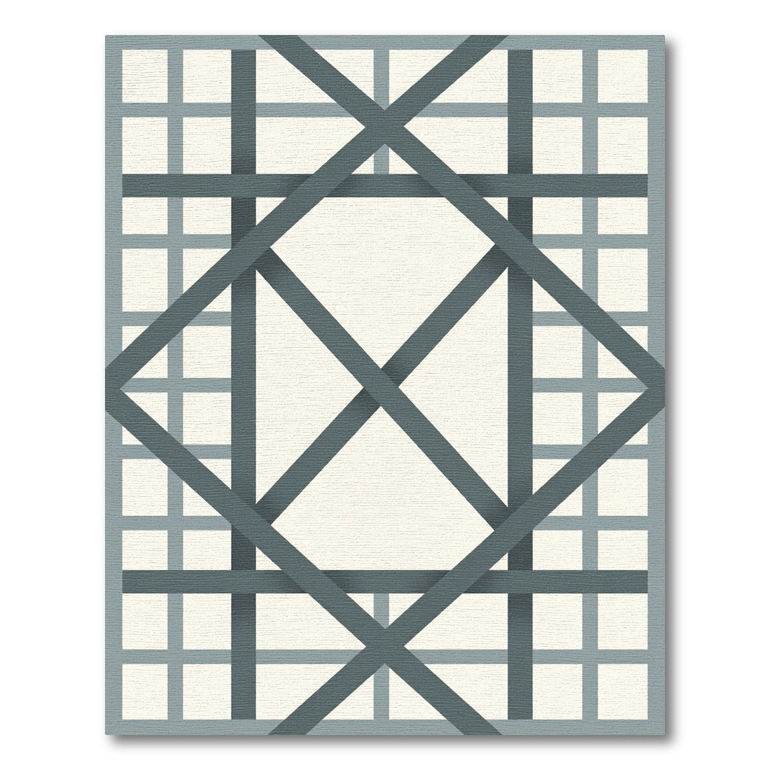 Modern Gray Diamond Intersecting Grid Rug