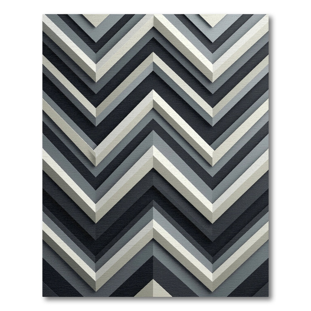 Modern Monochromatic Charcoal Gray Chevron Rug