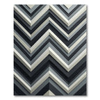 Modern Monochromatic Charcoal Gray Chevron Rug
