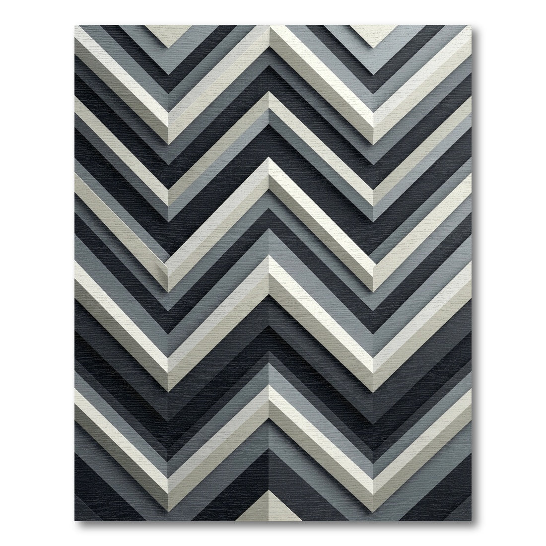 Modern Monochromatic Charcoal Gray Chevron Rug