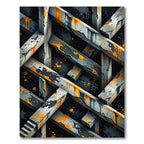 Industrial Gray Orange Splatter Geometric Rug