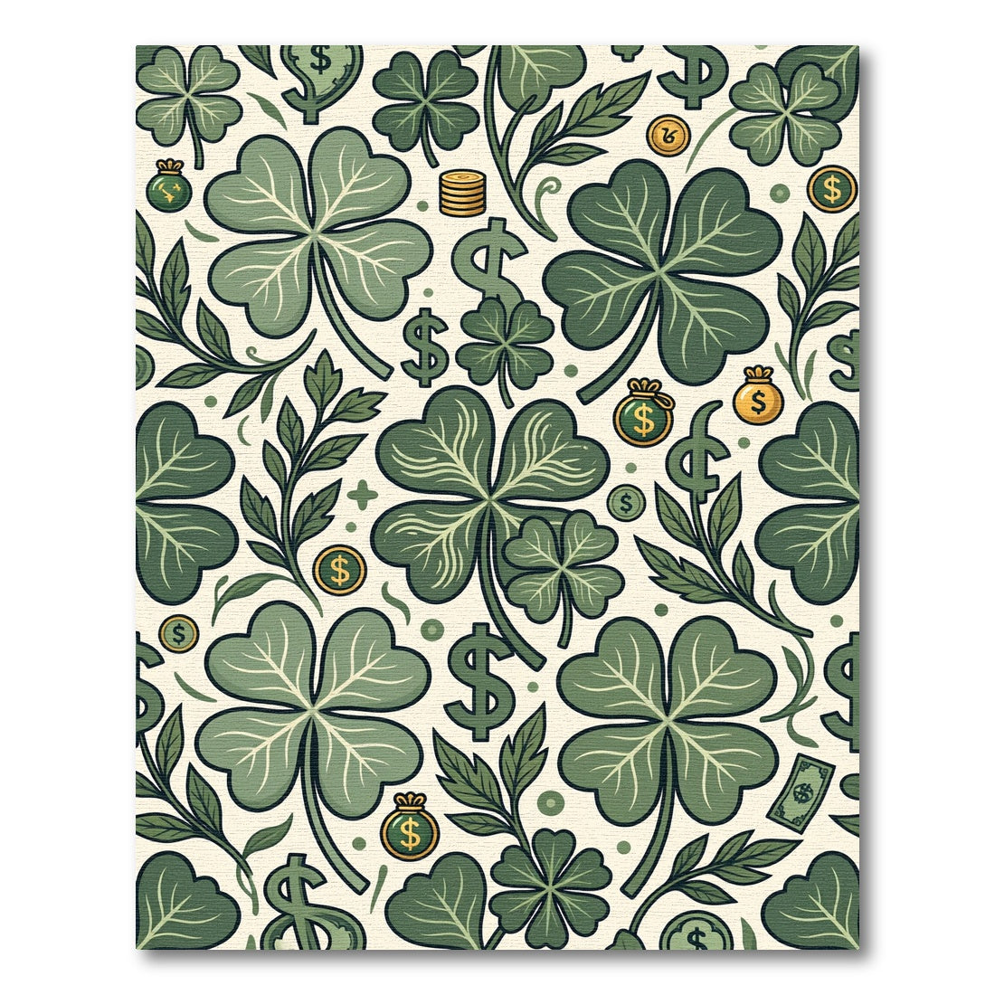 Lucky Clover Green Currency Illustration Rug