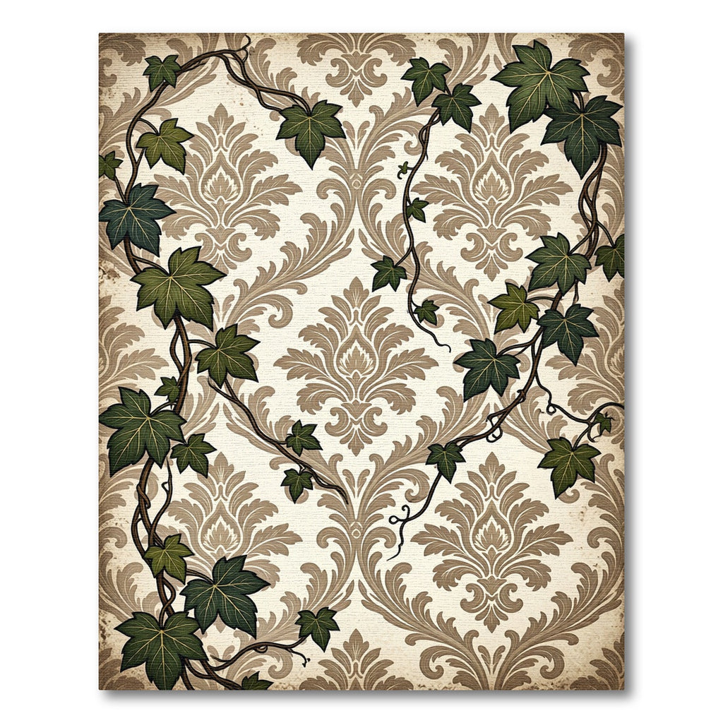 Vintage Ivy Damask Victorian Foliage Rug