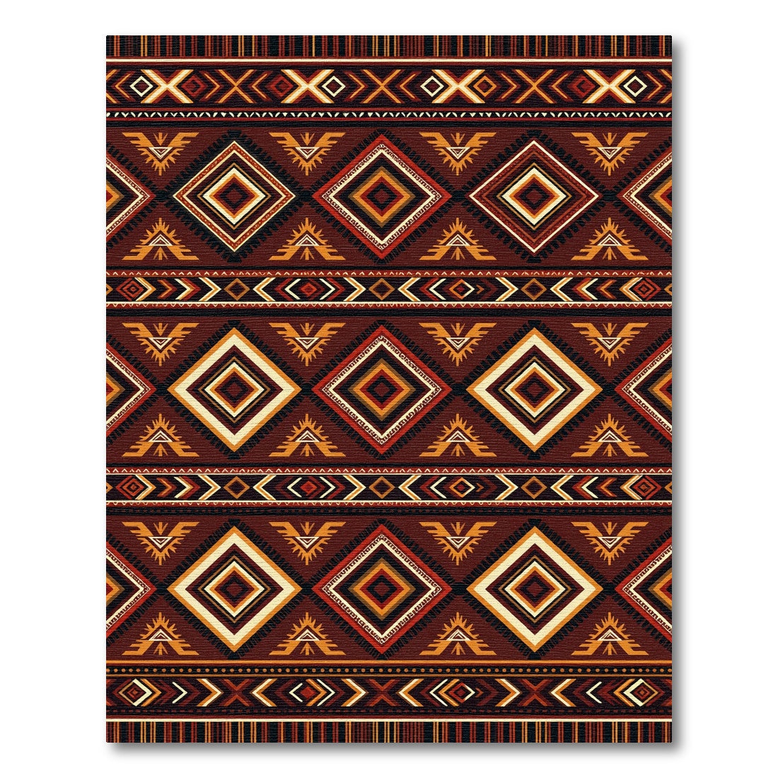 Earthy Geometric Aztec Diamond Rug