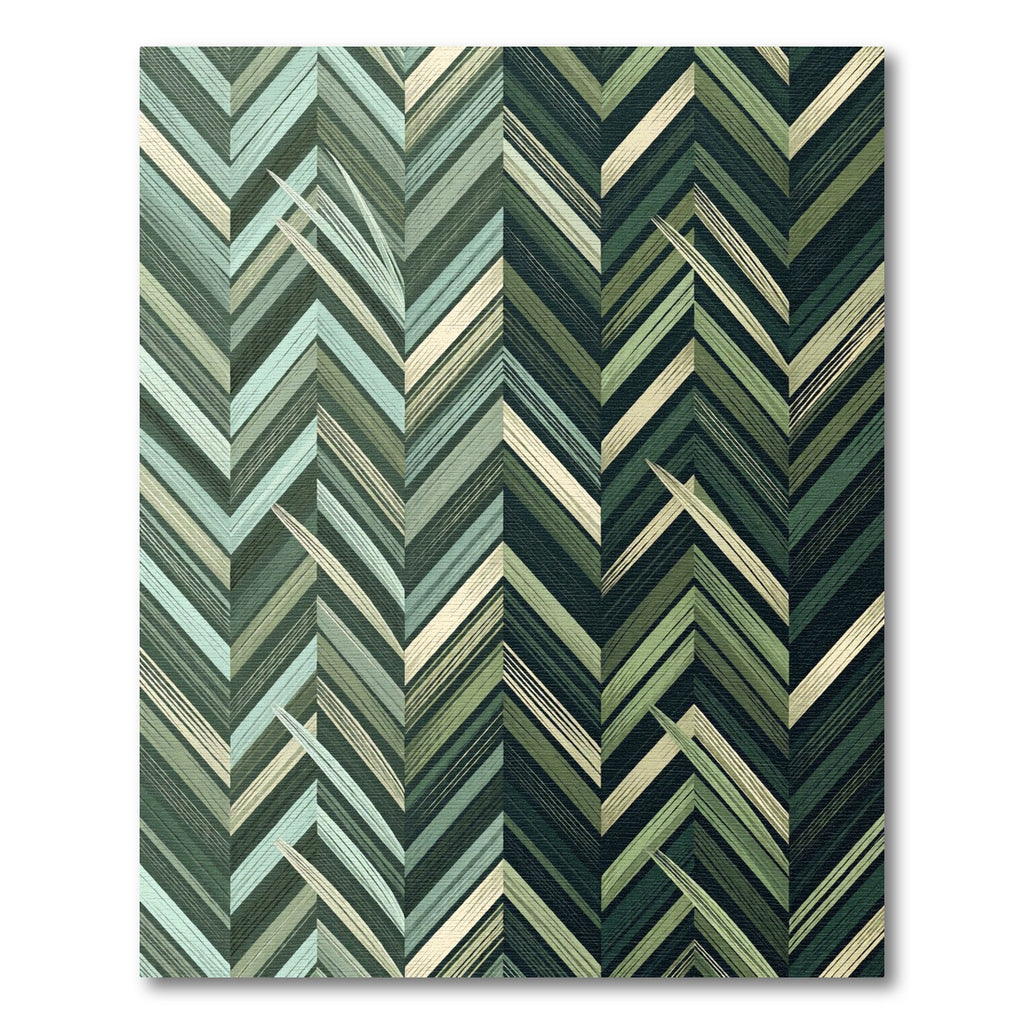 Deep Green Herringbone Stripe Rug