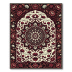 Crimson Floral Medallion Lotus Art Rug