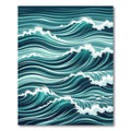 Dynamic Teal Ocean Wave Illustration Rug