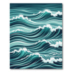 Dynamic Teal Ocean Wave Illustration Rug
