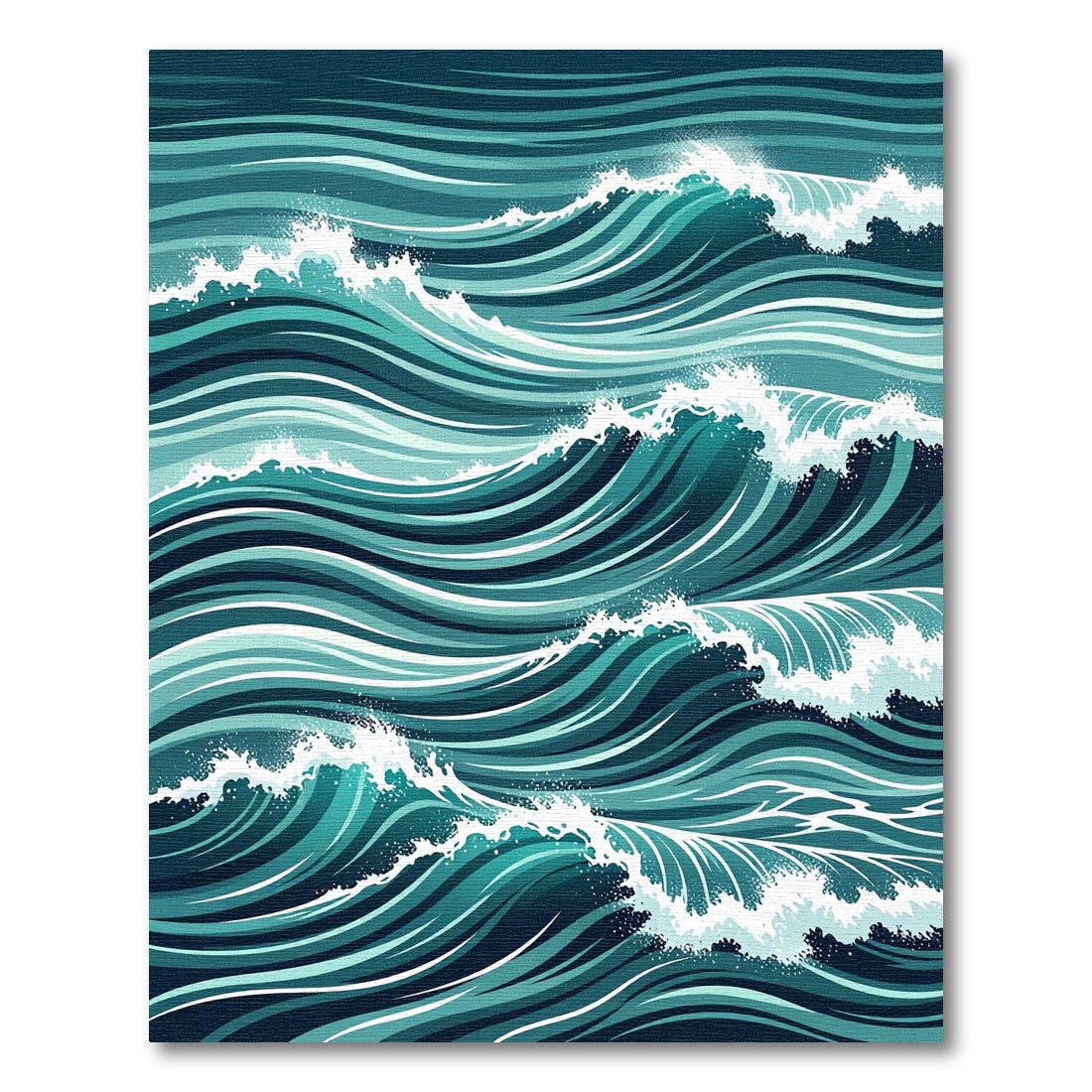 Dynamic Teal Ocean Wave Illustration Rug