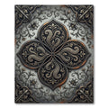 Ornate Charcoal Bronze Filigree Medallion Rug