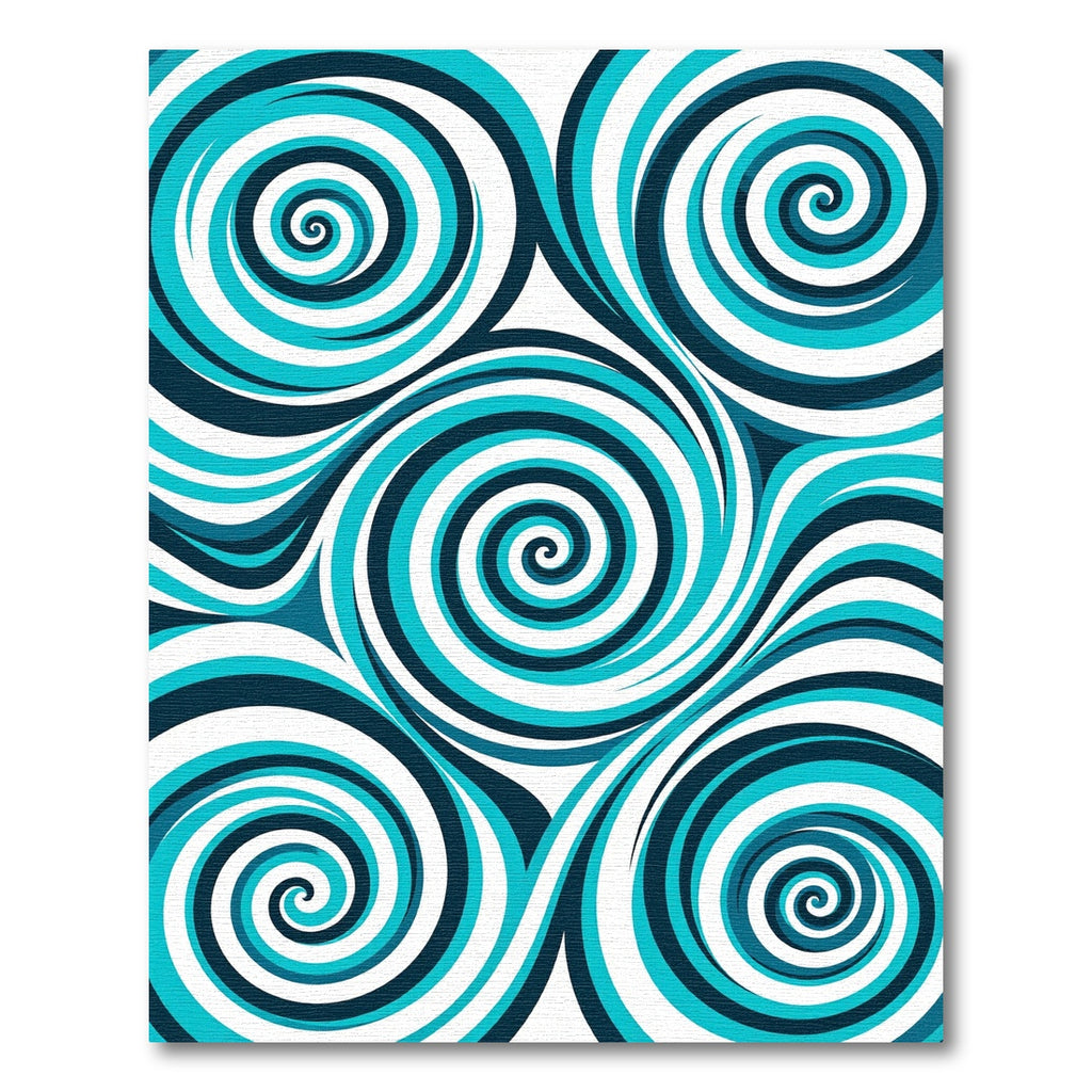 Dynamic Teal Blue Swirl Vortex Rug