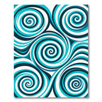Dynamic Teal Blue Swirl Vortex Rug