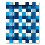 Cool Blue Checkerboard Layered Squares Rug