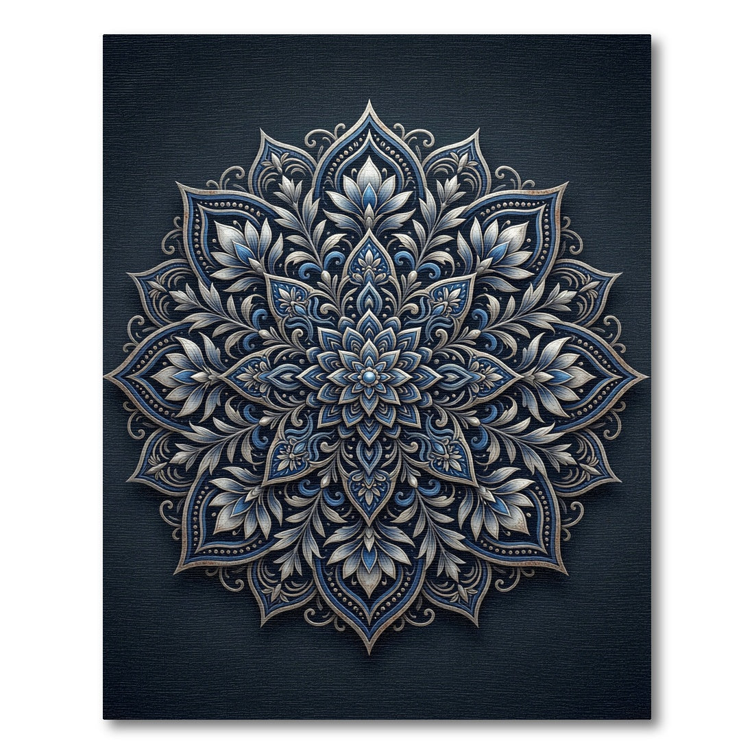 Ornate Blue Floral Mandala Medallion Rug