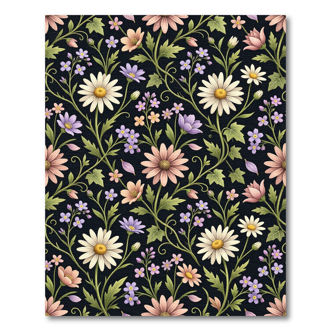Vintage Daisy Meadow Floral Pattern Rug
