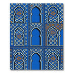 Intricate Royal Blue Arched Tile Rug