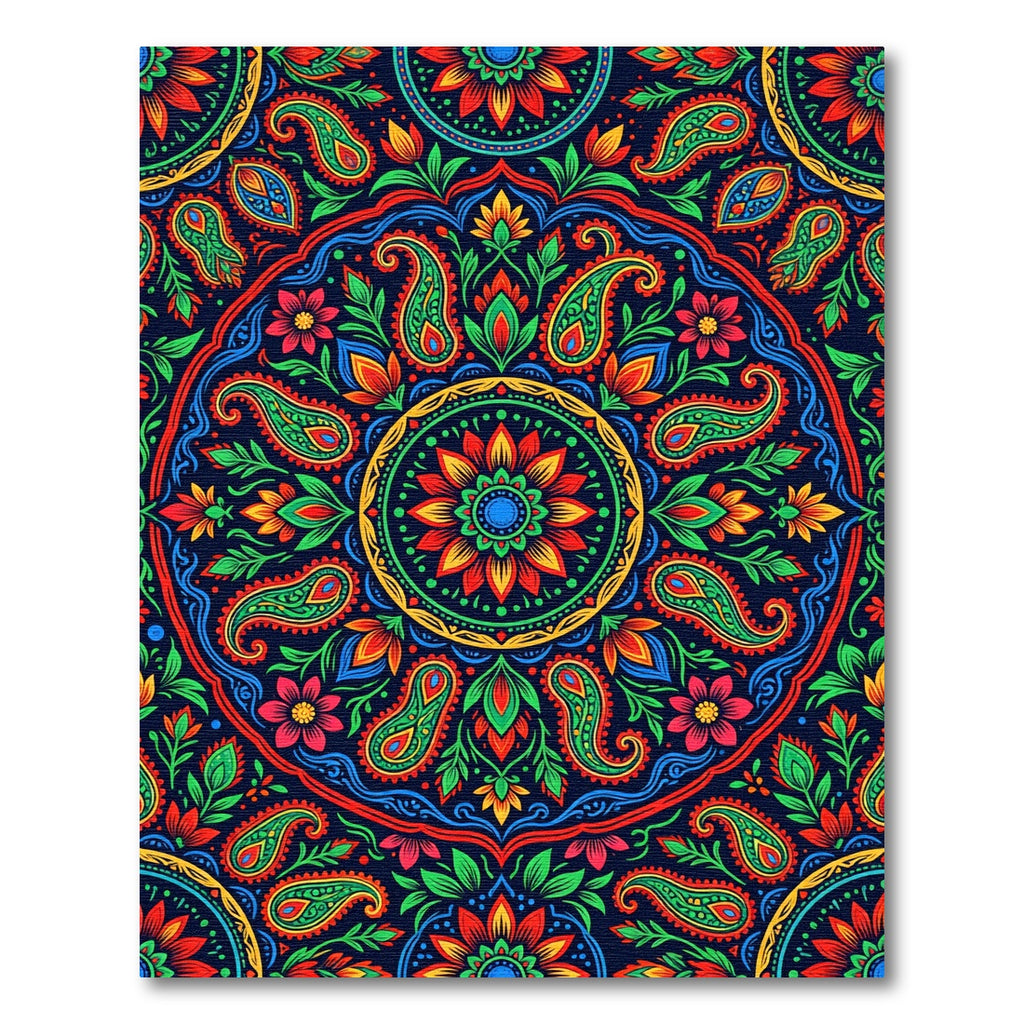 Vibrant Multicolored Paisley Floral Medallion Rug
