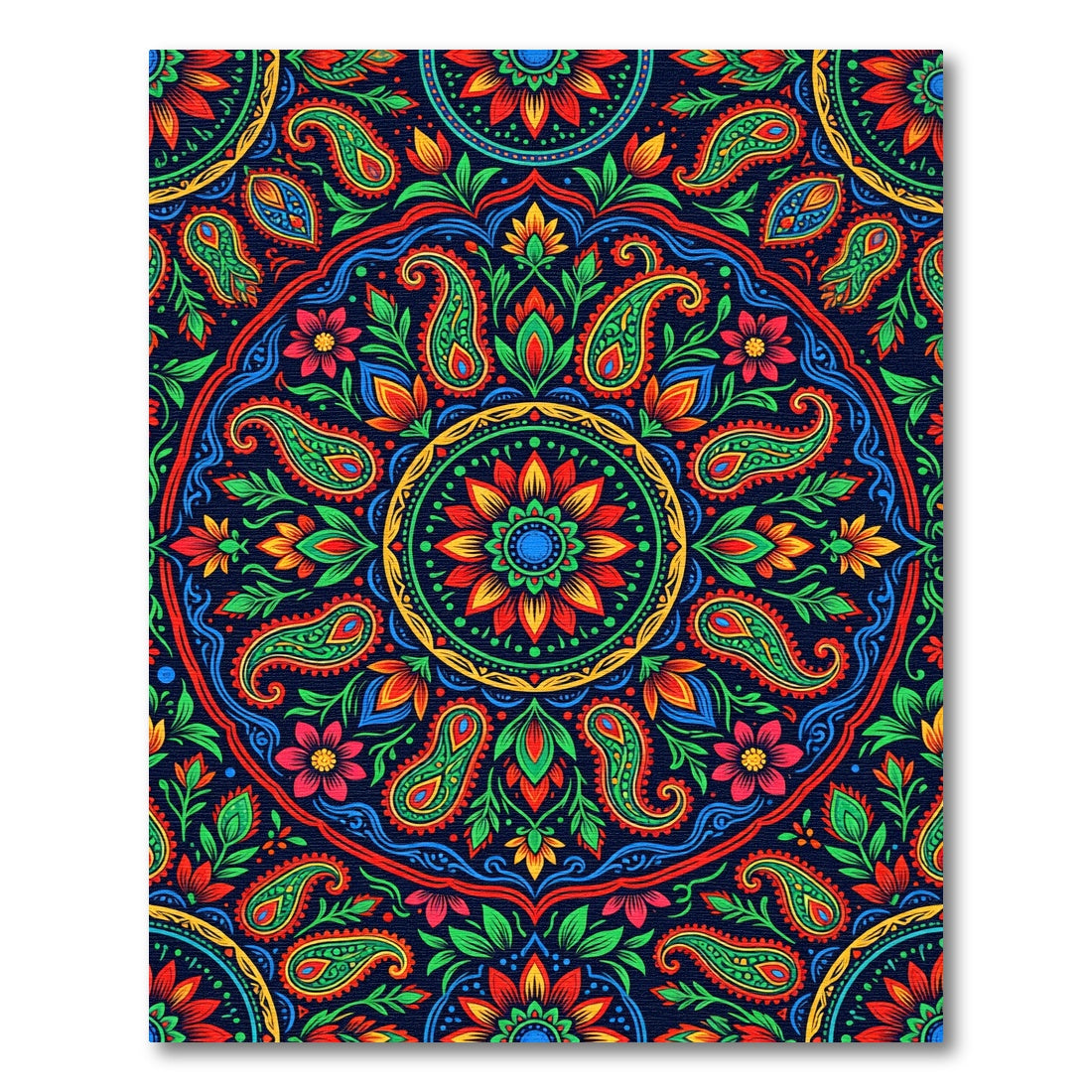 Vibrant Multicolored Paisley Floral Medallion Rug