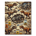 Prehistoric Fossil Dinosaur Excavation Earth Tones Rug
