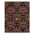 Art Deco Burgundy Lotus Gold Tress Rug