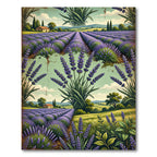 Vintage Lavender Field Landscape Tapestry Rug