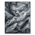 Dramatic Black White Feather Swirl Rug