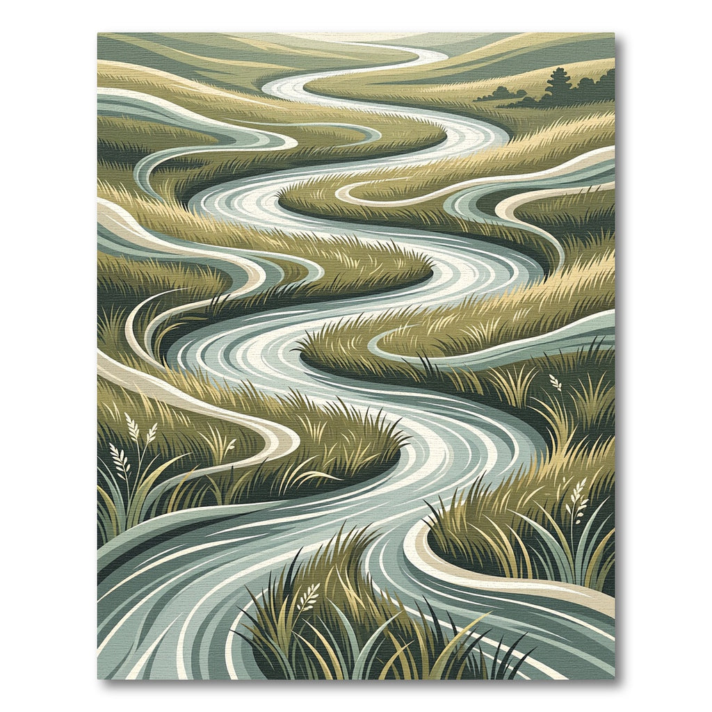 Winding River Meadow Landscape Rug