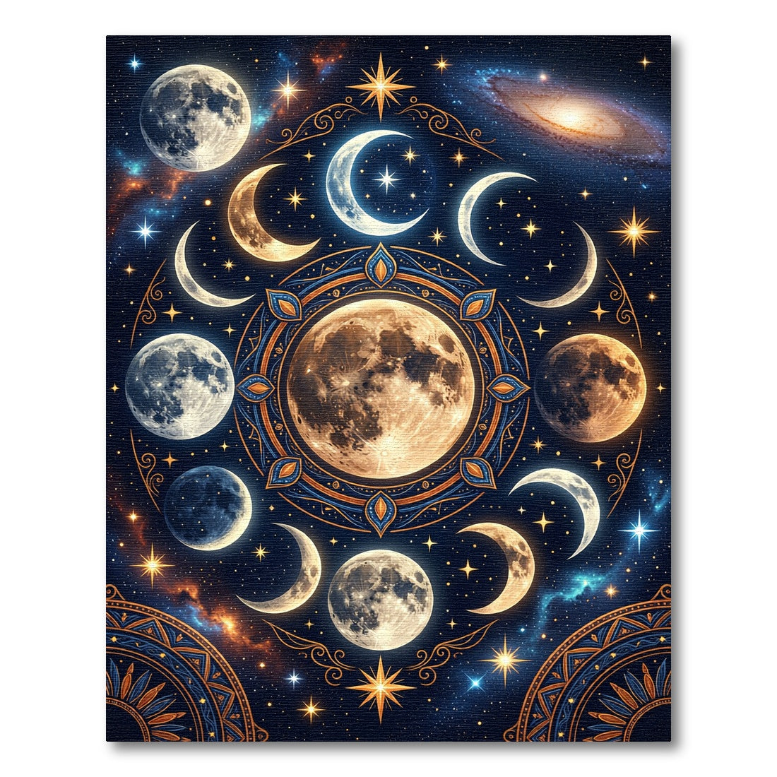 Celestial Moon Phases Starry Night Rug